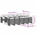 vidaXL Ensemble à manger de jardin et coussins 11 Pièces marron rotin