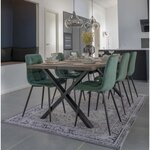 2 chaises de salle à manger en velours vert foncé avec pieds noirs