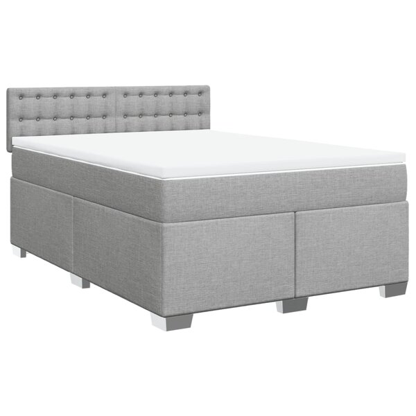 vidaXL Sommier à lattes de lit avec matelas Gris clair 140x190cm Tissu