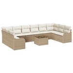 Ensemble de canapé de jardin vidaXL 11 pièces avec coussins en rattan poly bruns