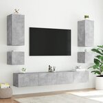 vidaXL Meuble TV mural avec lumières LED gris béton 100x35x31 cm
