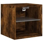 vidaXL Meubles TV muraux et lumières LED 2Pièces chêne fumé 30x28 5x30 cm