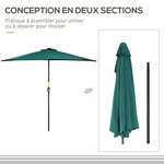 Demi parasol  parasol de balcon 5 entretoises métal polyester 2 69L x 1 38l x 2 36H m vert