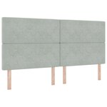 vidaXL Tête de lit en velours gris clair avec boutons en cristal tufté 200 cm