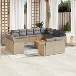 vidaXL Salon de jardin et coussins 13 Pièces mélange beige résine tressée