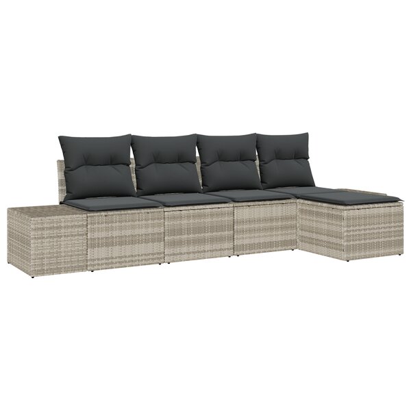 vidaXL Ensemble de Canapés de Jardin 5 Pièces avec Coussins Gris Clair en Rotin