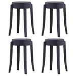 vidaXL Tabourets empilables lot de 4 noir plastique
