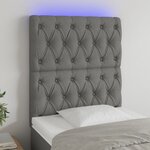vidaXL Tête de lit à LED Gris foncé 80x7x118/128 cm Tissu