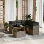 vidaXL Salon de jardin 6 Pièces avec coussins gris résine tressée