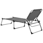 vidaXL Chaise longue pliable extra haute pour seniors Gris Aluminium