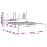 vidaXL Cadre de lit métal sans matelas et tête de lit blanc 150x200 cm