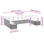 vidaXL Set de 10 pièces de canapé de jardin avec coussins beige poly rattan acacia