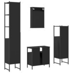 vidaXL Ensemble de meubles salle de bain 4 Pièces noir bois d'ingénierie