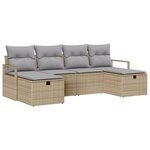 Ensemble de canapé de jardin de 6 pièces avec coussins beige en rattan polyéthylène