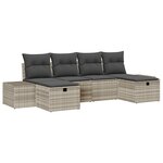 vidaXL Ensemble de canapé de jardin 6 pièces avec coussins gris clair en poly rattan