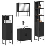 vidaXL Ensemble de meubles salle de bain 4 Pièces noir bois d'ingénierie