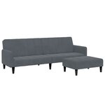 vidaXL Canapé-lit à 2 places avec repose-pied gris foncé velours