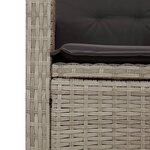 vidaXL Banc inclinable de jardin et coussins gris clair résine tressée