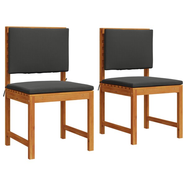 Chaises de jardin sans accoudoirs avec coussins - 2 Pièces en bois d'acacia
