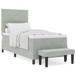 vidaXL Lit à ressorts avec matelas et banc gris clair 90x200 cm velours