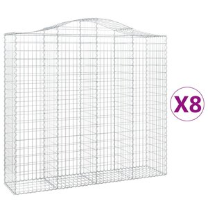 vidaXL Paniers à gabions arqués 8 Pièces 200x50x180/200 cm Fer galvanisé