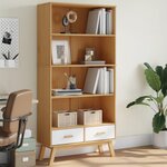 vidaXL Bibliothèque à 4 niveaux OLDEN blanc marron bois de pin massif