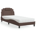 vidaXL Lit avec matelas marron 90x200 cm similicuir