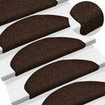vidaXL Tapis d'escalier autocollants 15Pièces Marron 65x21x4cm Aiguilleté