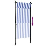 vidaXL Store roulant d'extérieur bleu et blanc 120x270 cm tissu acier