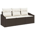 vidaXL Ensemble de salle à manger de jardin 3 pièces avec coussins en poly rattan marron