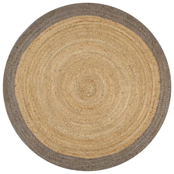 vidaXL Tapis fait à la main Jute avec bord gris 150 cm