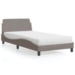 vidaXL Lit avec matelas taupe 100x200 cm tissu