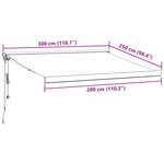 vidaXL Auvent rétractable automatique bordeaux 300x250 cm