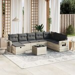 vidaXL Salon de jardin 9 Pièces avec coussins gris clair résine tressée