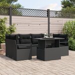 Ensemble de Canapé de Jardin vidaXL 7 pièces avec coussins en poly rattan noir