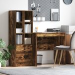 Bureau vidaXL avec rangement chêne fumé en bois d'ingénierie