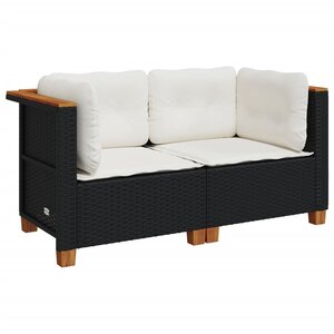 vidaXL Canapés d'angle de jardin et coussins 2 Pièces noir résine tressée