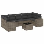 vidaXL Salon de jardin 8 Pièces avec coussins gris résine tressée