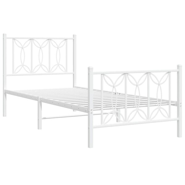 vidaXL Cadre de lit métal avec tête de lit/pied de lit blanc 90x200 cm