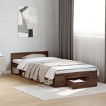 vidaXL Cadre de lit avec tiroir sans matelas chêne marron 75x190 cm