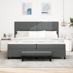 vidaXL Lit à ressort avec matelas et banc gris foncé 200x200 cm en tissu
