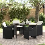 vidaXL Ensemble de salle à manger de jardin 5 pièces avec coussins en poly rattan noir
