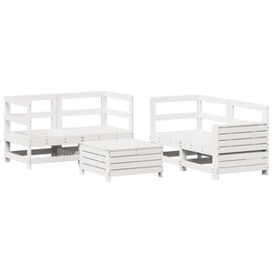 vidaXL Salon de jardin 5 Pièces blanc bois massif de pin