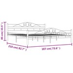 vidaXL Cadre de lit sans matelas noir acier 180x200 cm