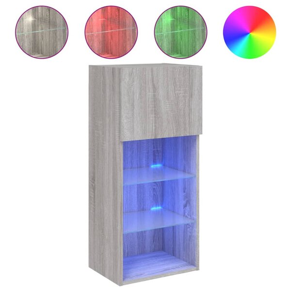 vidaXL Meuble TV avec lumières LED sonoma gris 40 5x30x90 cm