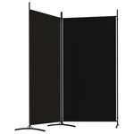 vidaXL Cloison de séparation 2 panneaux Noir 175x180 cm Tissu