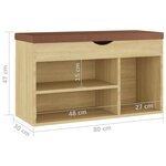 vidaXL Banc à chaussures et coussin Chêne sonoma Bois d'ingénierie