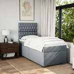 vidaXL Sommier à lattes de lit avec matelas Gris clair 100x200cm Tissu
