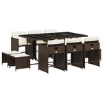 vidaXL Ensemble à manger de jardin et coussins 11 Pièces marron rotin
