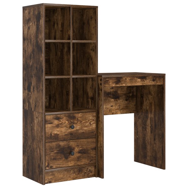 vidaXL Bureau avec rangement Chêne fumé Bois d'ingénierie
